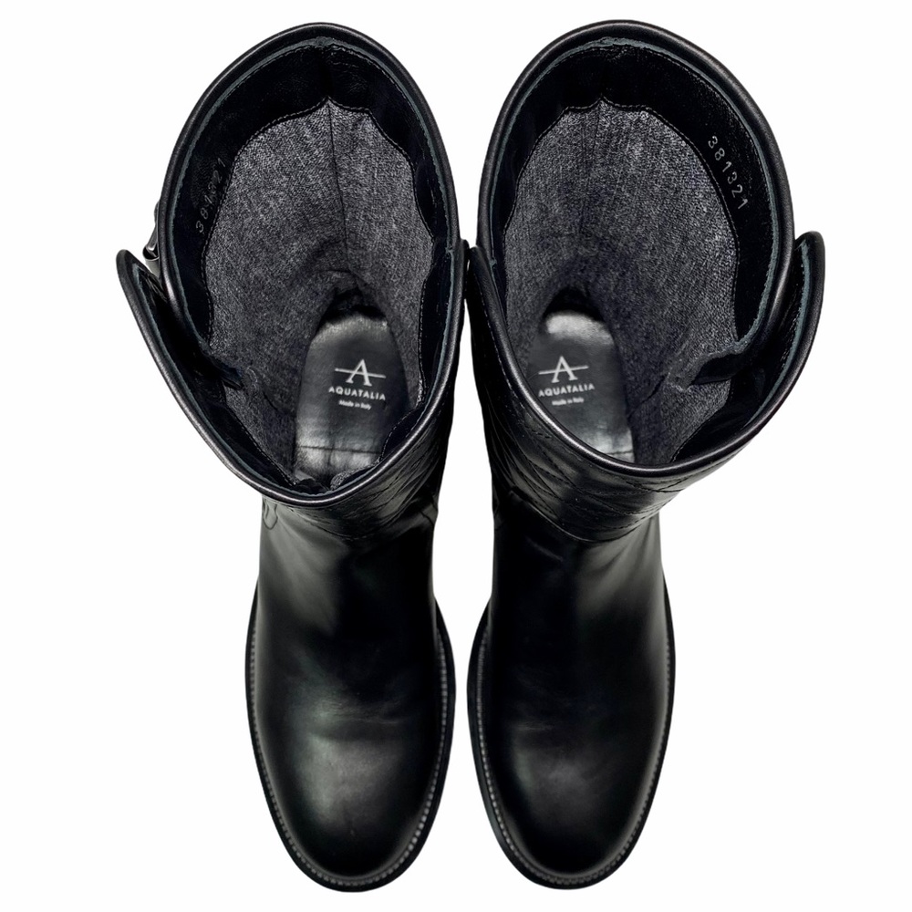 Aquatalia Quilted Leather Motorcycle Boots - Picture 11 of 16